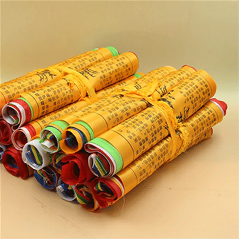 Tibetan Buddhist Great Compassion Mantra prayer flag Silk Colour Print 6 Meters 20 pcs/string Religious Flags Scriptures