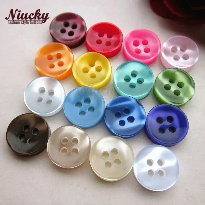 Niucky 11mm 17 Colors 4 Holes Thicken Bowl Colorful Pearlescent Shirt Buttons For Clothing Basic Resin Sewing Supplies R0201-019