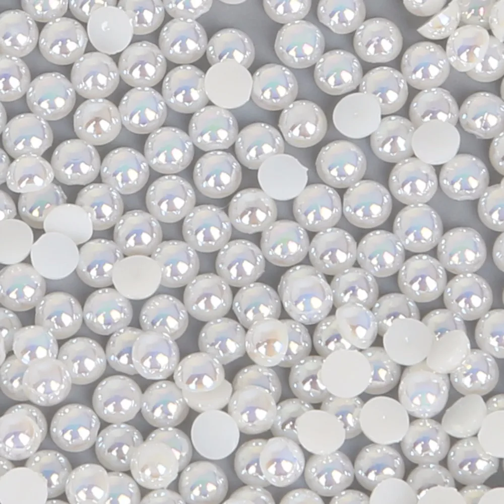 50-1000Pcs White Ivory 3-14mm Imitation Pearls Acrylic Half Round Flatback Beads For DIY Craft Garment Clothing Accessories