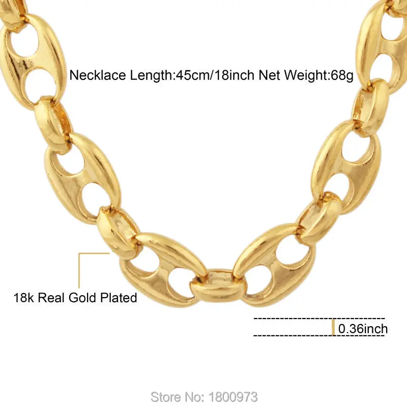 New Unique Heavy Individuality Necklace  Gold Color Men Jewelry Necklace 0.36inches18inches Chokers Necklace Wholesale