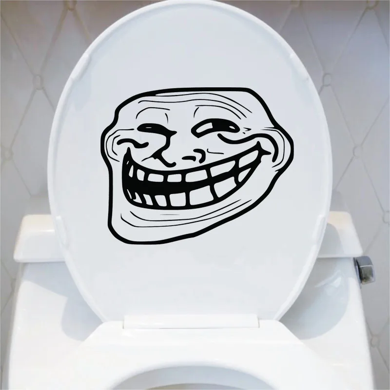 Troll Face Funny Cartoon Toilet Stickers Bathroom Decoration Accessories 4WS-0068