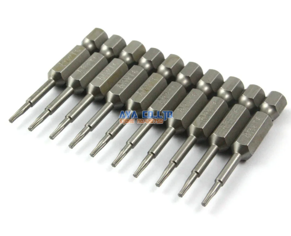 

10 Pieces Magnetic Security Torx Screwdriver Bit S2 Steel 1/4" Hex Shank 50mm Long T6 Tip (50mm x T6)