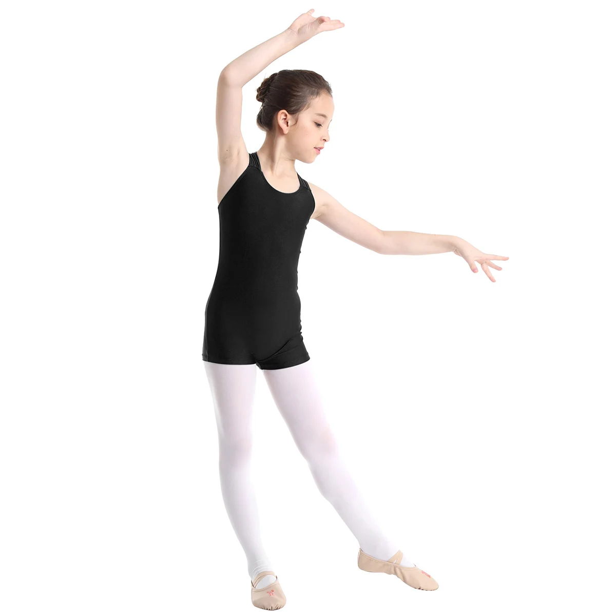 AqLeotard-Costumes de danse de ballet pour filles, robe de ballerine pour enfants, justaucorps à bretelles en fibre