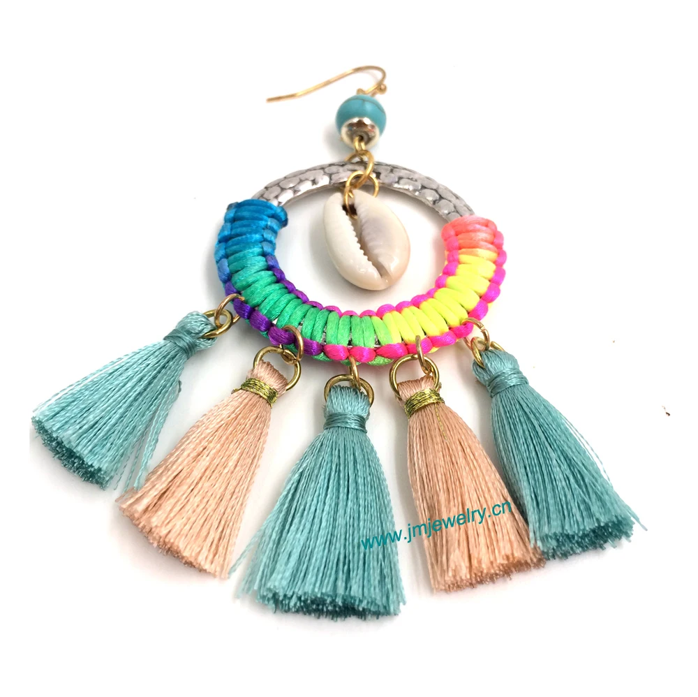 wholesale handmade Ethnic jewellery vintage dangle earrings with tassel summer style nickel free earrings