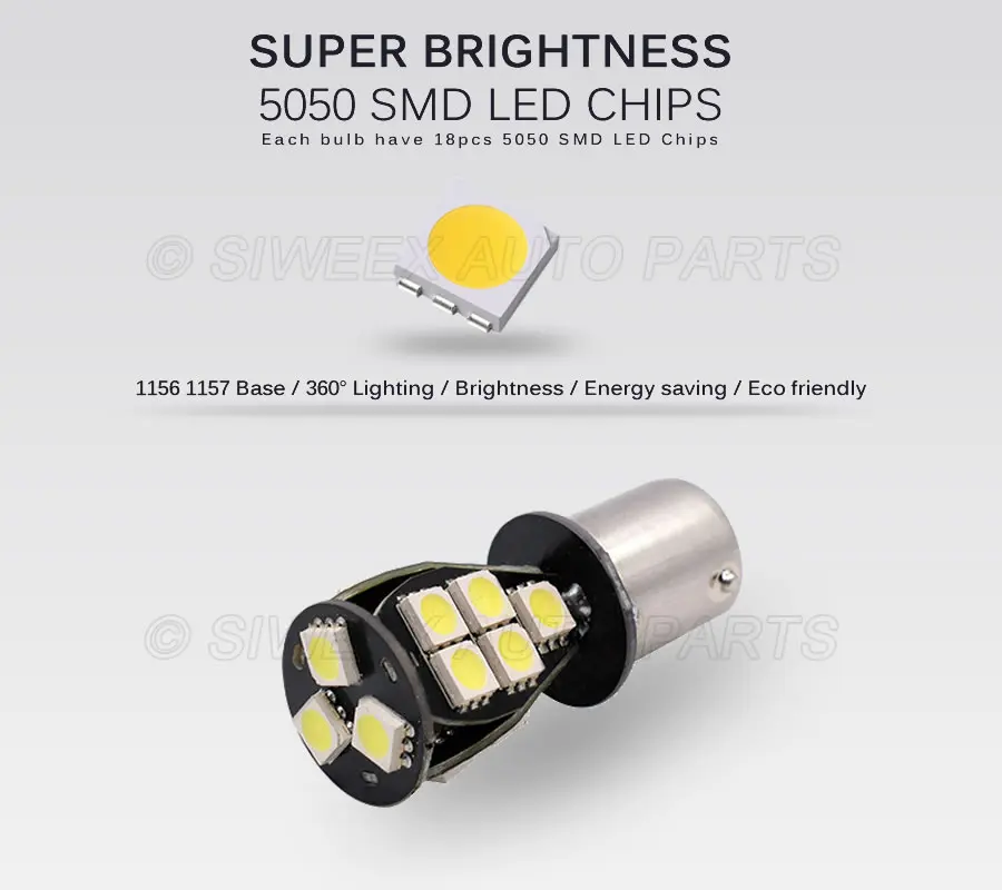 1 Pcs 1157 BAY15D LED Auto Bulbs 18 5050 SMD Turn Signal Tail Parking Back Up Brake Lights White DC 12V Car Reversing Lamps