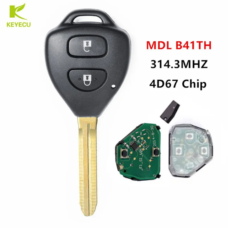 

KEYECU Replacement Remote Car Key Fob 2 Button 314.3MHZ 4D67 Chip for Toyota Hilux 2004-2009 Yaris 2005-2011 Transponder "B41TH"