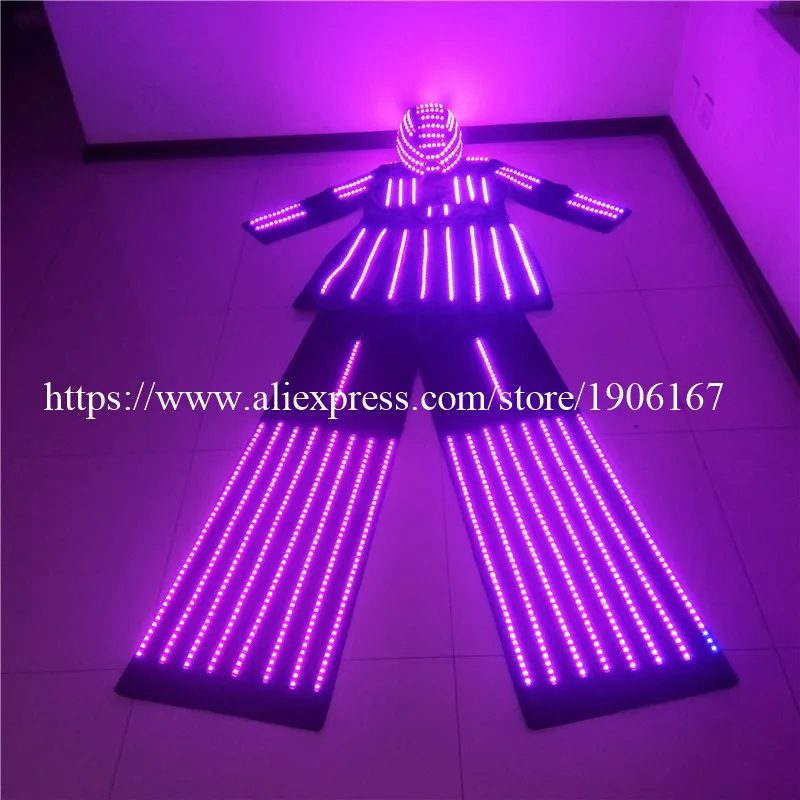 Led Luminous Stilts Women Robot Costume With LED Helmet Growing Led Light Robot Suit Stilt Clothes For Event Party Supplies