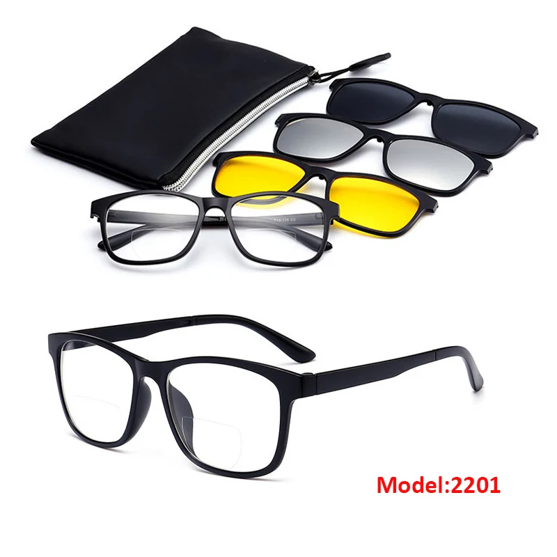 Bifocal Reading Glasses With Magnetic Clip-on Sunglasses Polarized 1.0 1.5 2.0 Classic Style Spectacles Frames Readers Eyeglass