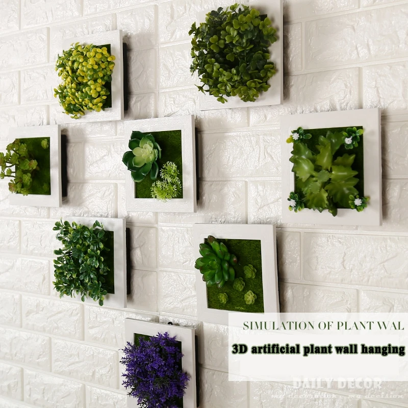 24 types ! 3D artificial Succulent Plants frame wall decoration  high simulation 15.3 x 15.3cm mini small fake plant bonsai