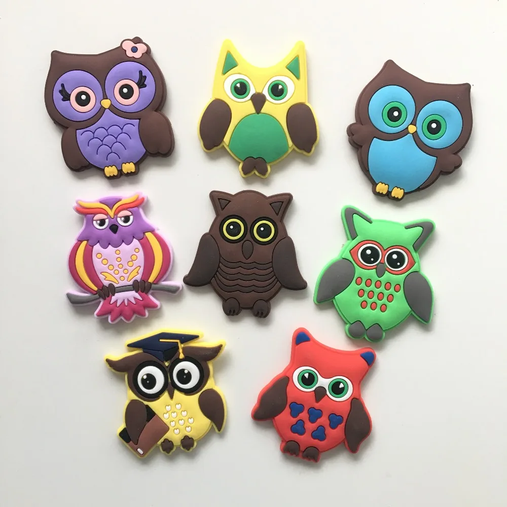 8pcs Cute Cartoon Owl Fridge Magnets Whiteboard Sticker Soft Silicon Gel Refrigerator Magnet Kids gift/home decor