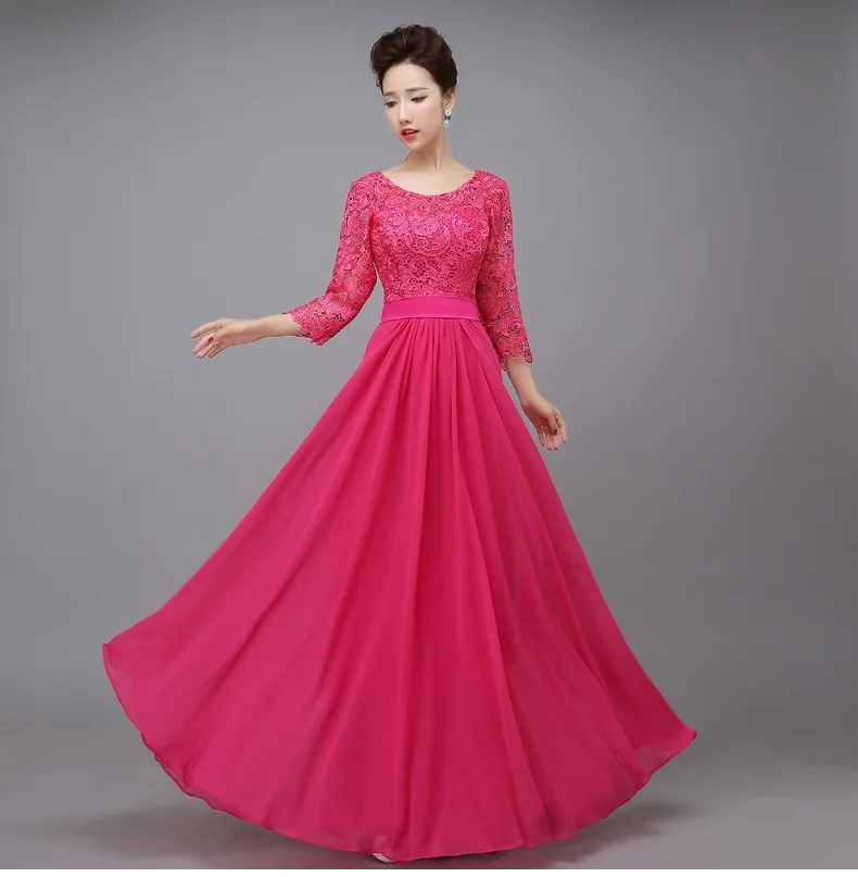 2018 New Arrival O-neck A-line Floor-Length Long Chiffon Plus Size Mother Of The Bride Dresses With Lace Sleeves of Plus Size