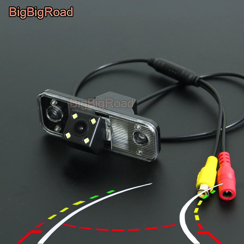 

BigBigRoad Car Intelligent Dynamic Trajectory Tracks Rear View CCD Camera For Hyundai new Santafe Santa Fe 2010 -2012 Azera IX45