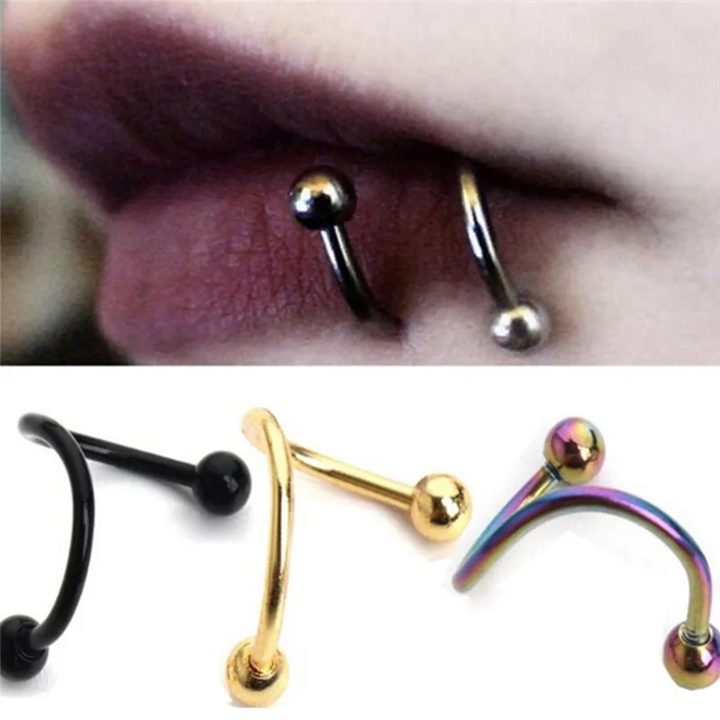 1 Pair 16 Gauge S Shape Surgical Steel Spiral Twisted Lip Ring Nose Rings Body Accessories Jewelry Ear Cartilage Helix Piercing