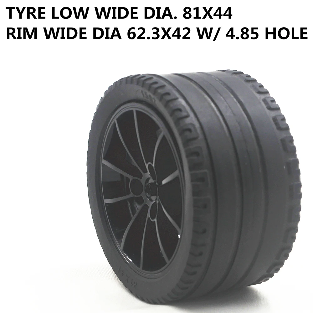 

MOC Technical Parts 1pcs TYRE LOW WIDE DIA. 81X44 & RIM WIDE DIA 62.3X42 W/ 4.85 HOLE compatible with major brand for kids toy