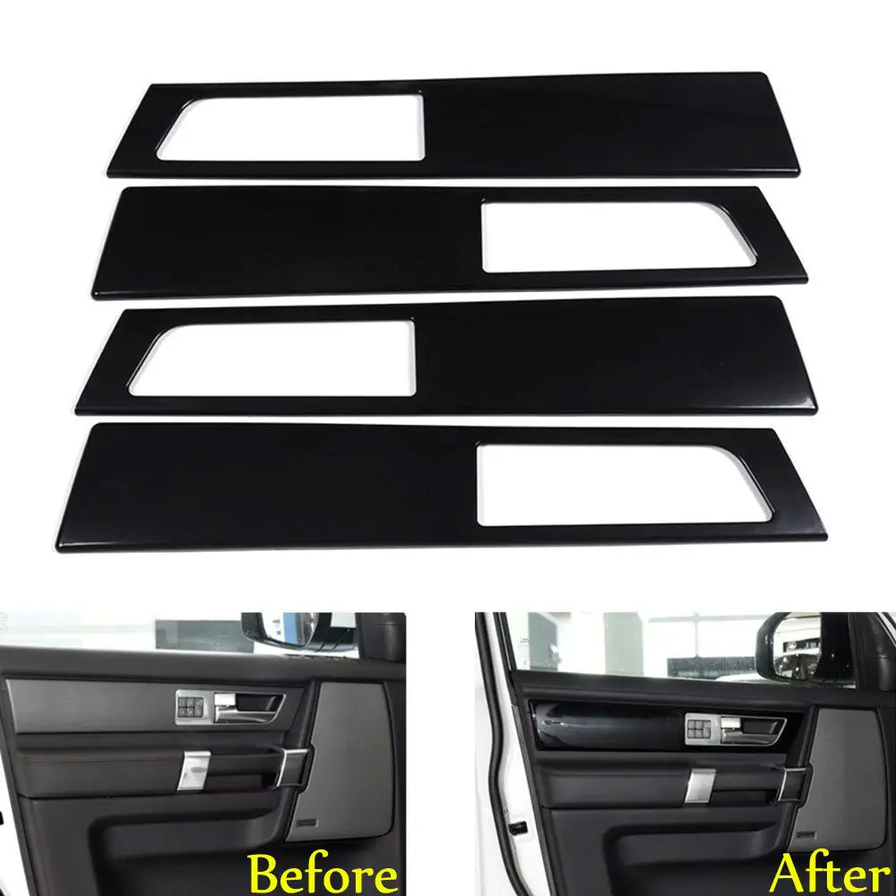 BBQ@FUKA 4pcs Car Black Interior Door Handle Cover Panel Trim For Land Rover Discovery 4