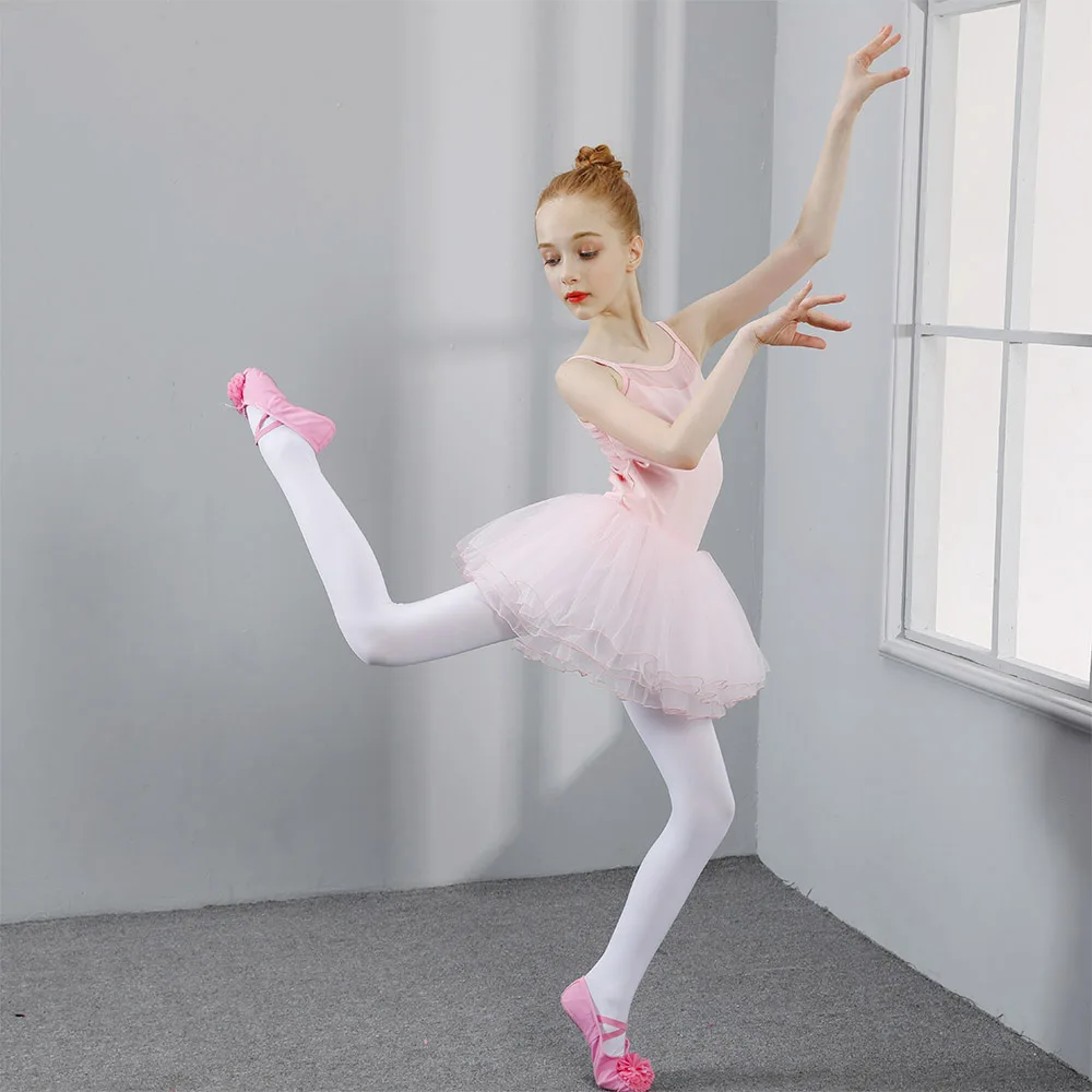 New Ballet Tutu Dress Girls Dance Clothing Kids Training Soft Skirt Costumes Gymnastics Leotards Wear