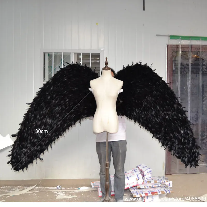 Black Devil SOFT wings widow Carnival Halloween cosplay costume props large fairy wings 130cm each wings