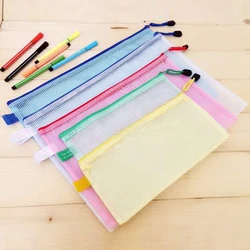 10 pcs/lot Gridding Waterproof Zip Bag Document Pen Filing Pocket Folder Office School Supplies pencil pen case bag pouch holder