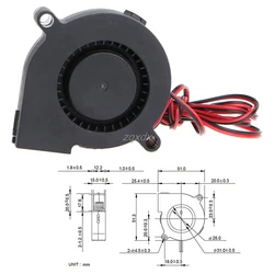 1Pc 12V DC 50mm Blow Radial Cooling Fan Hotend Extruder For 3D Printer Whosale&Dropship