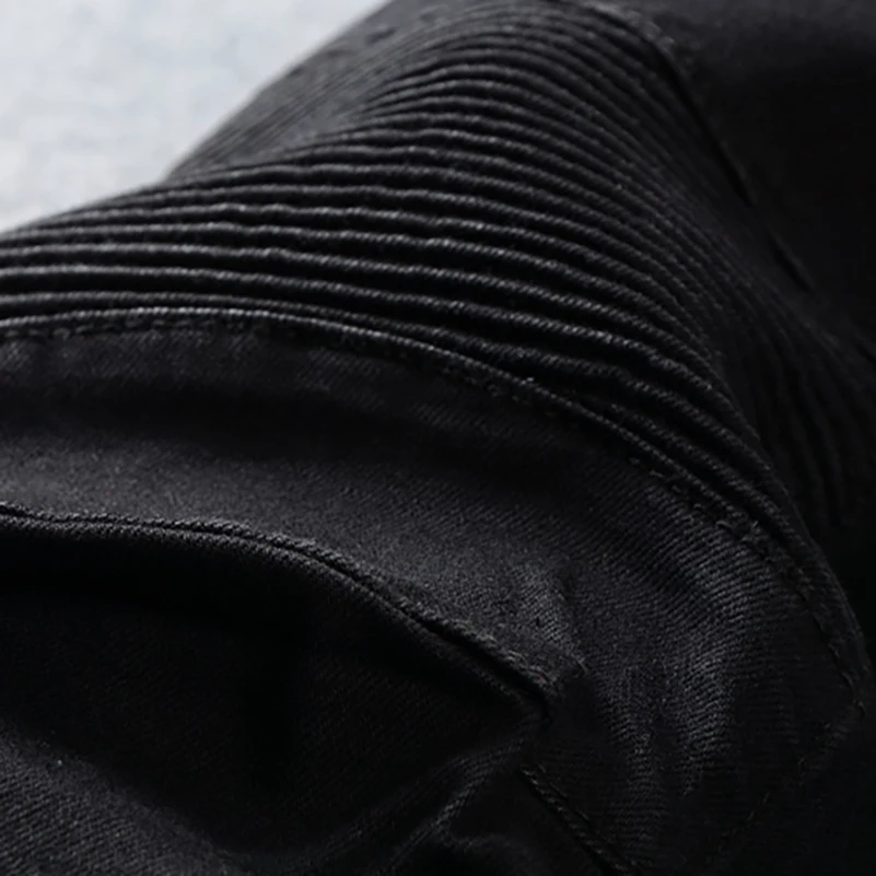 Sokotoo Men\'s big size black biker jeans for moto Casual classic stretch denim pants Long trousers