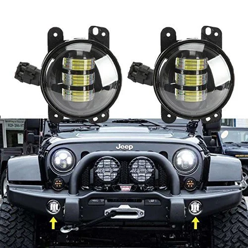 

2PCS 4" LED Fog Lights Headlights 4 inch Round 30W Front Bumper LED Fog Light Assembly For Wrangler CJ TJ JK 07-15