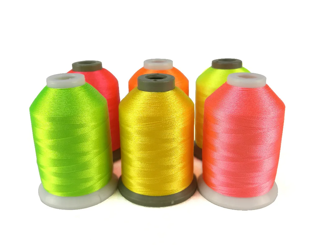 New Arrival Neon Colors Polyester Embroidery Machine Thread 6 Colors, 1000M Each