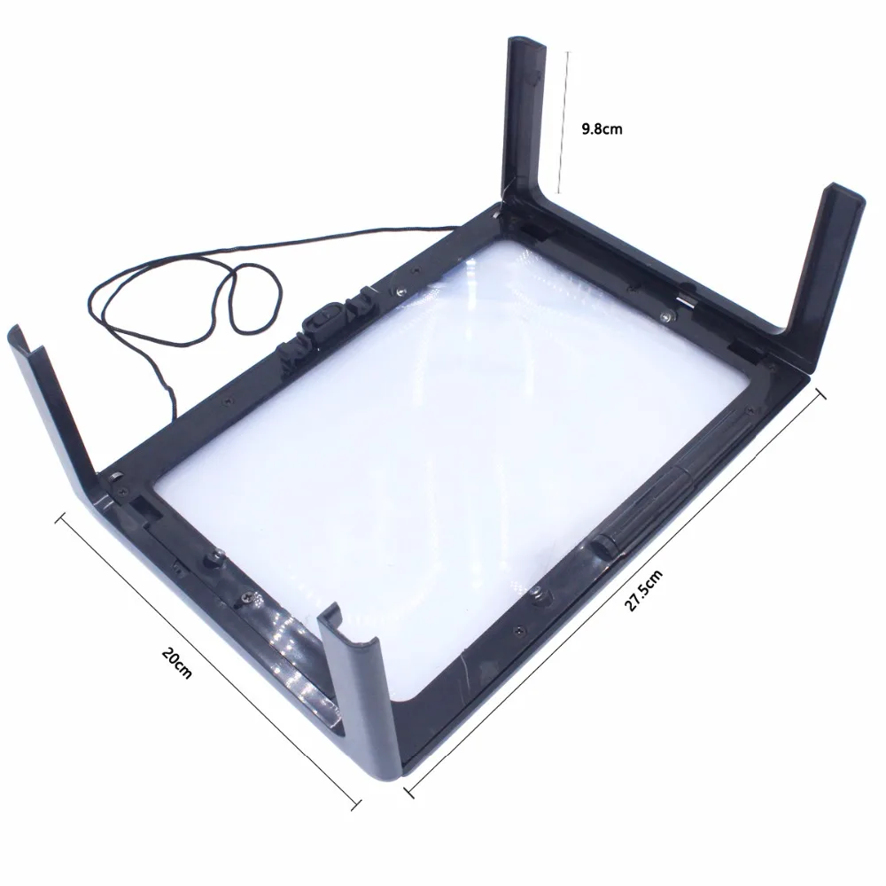 Loupe pliable pour la lecture et la couture, bureau mains libres, grande loupe 3X, 4 LED U, A4 pleine page