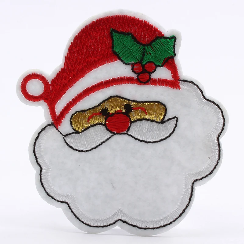 10pcs/lot Embroidered Santa Claus Patches Iron On Christmas Stickers DIY Sewing Fabric Appliques for Jeans Coats Shirt Hat Badge