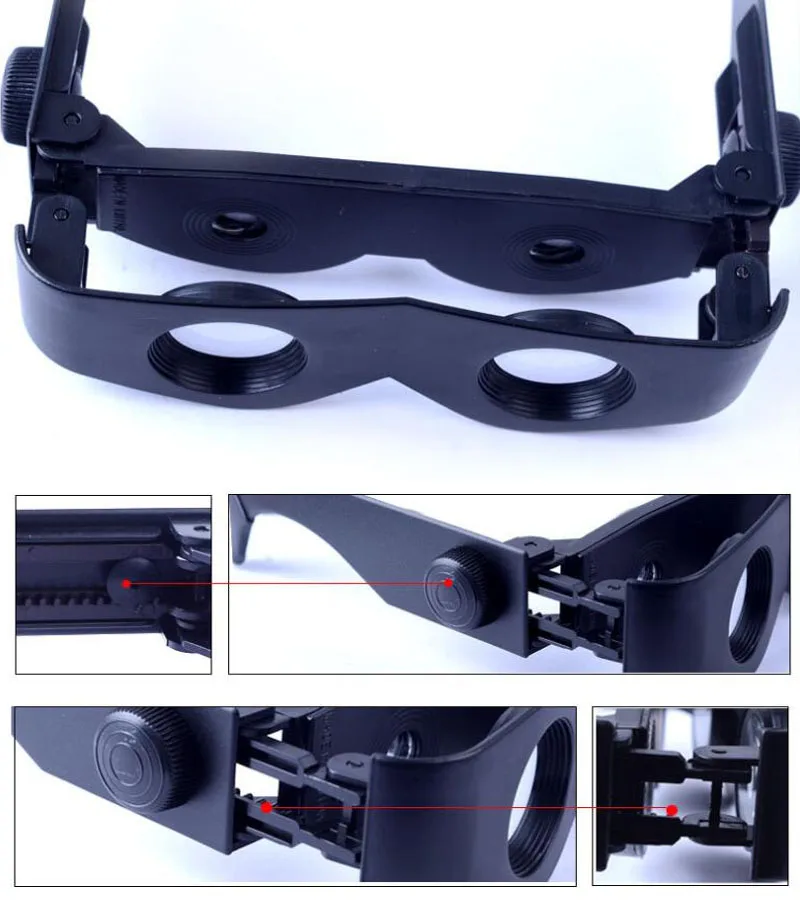 Cuffie lente d'ingrandimento 10X messa a fuoco doppia lente lente d'ingrandimento Look occhiali da pesca Drift strumento speciale lente d'ingrandimento