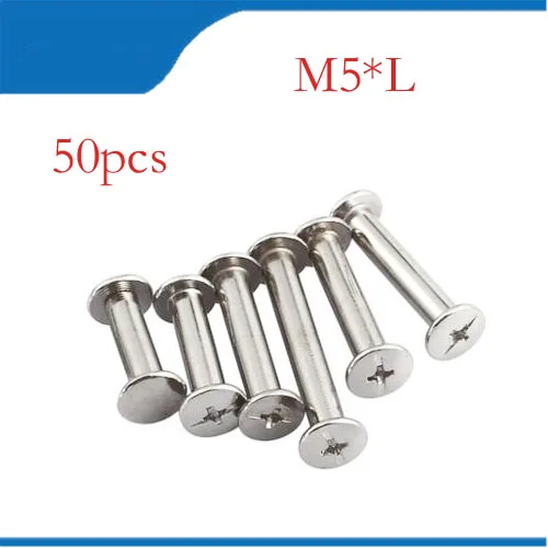 50PCS M5*4/5/6/8/10/12/15-125mm Nickel Plated Iron Rivet Book Picture Binding Screw Nail Recipes Albums Butt Rivet Leaflet