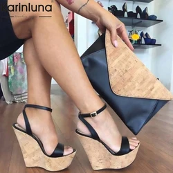 2022 Summer Brand New Woman Shoes Fashion Platform Wedge Shoes Super High Heel Sandals Custom Big Size 43 Women Shoes