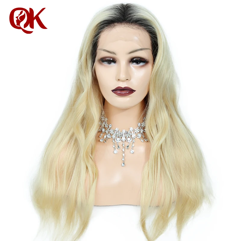 QueenKing hair 13*6 Wig 180% Density Ombre T1B 613 Silky Straight Preplucked Hairline 100% Brazilian Human  Hair