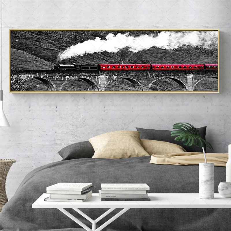 HD Painting Decor Living Room Wall Art Printing 1 Pieces Vintage Train And Cloud Landscape Poster Modular Pictures Canvas