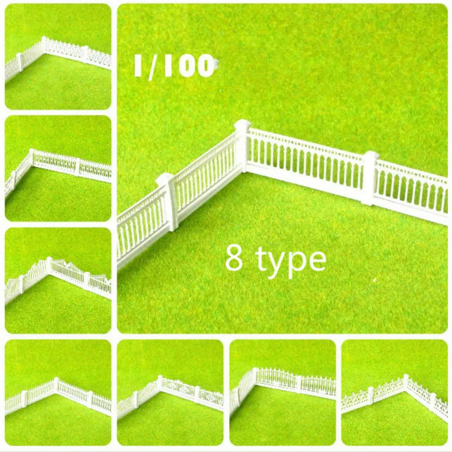 10pcs/Lot 1/100 DETACHABLE FENCES For 3*100cm Model Train 1:87 Ho Scale Railway Modeling