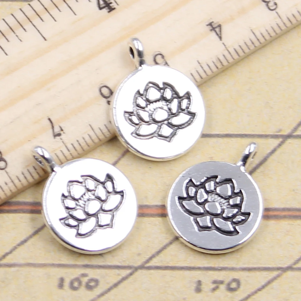 10 sztuk Charms joga Om lotosu siedzi 20x15mm tybetański srebrny kolor wisiorki antyczna biżuteria Making DIY Handmade Craft wisiorek