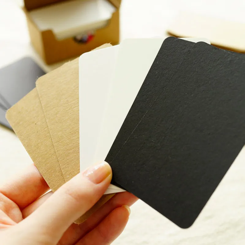 98PCS 7 Colors Black White  Small Blank Gift Card Writable Message Card 5.2x8.8cm