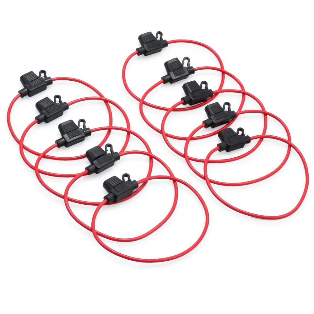 AUTOUTLET 10 Pcs ATM/ATC 14 AWG  Oxygen Free Copper Mini Blade Fuse Holder Splash Proof for 12V 20A Fuses For Car Boat RV