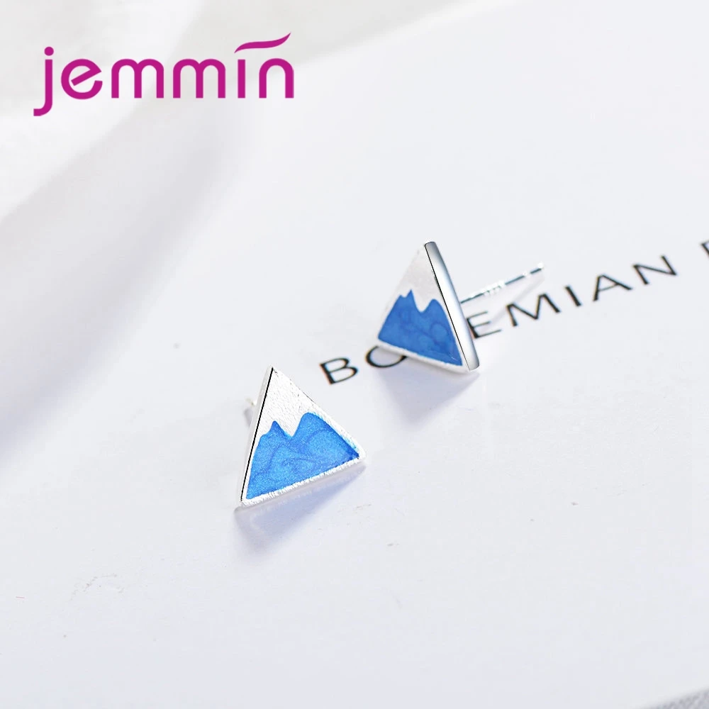 Unique Design Triangular Snow Mountain Stud Earrings New Trendy Romantic Girl Exquisite Valentine's Gift 925 Silver