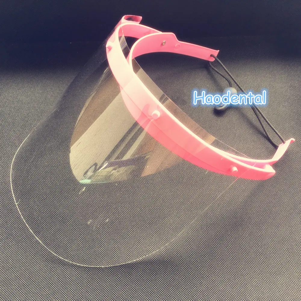 1Set Dental Face Shield Guard Shields Glasses Frame Anti-fog Protective Mask+10 Plastic Film pink