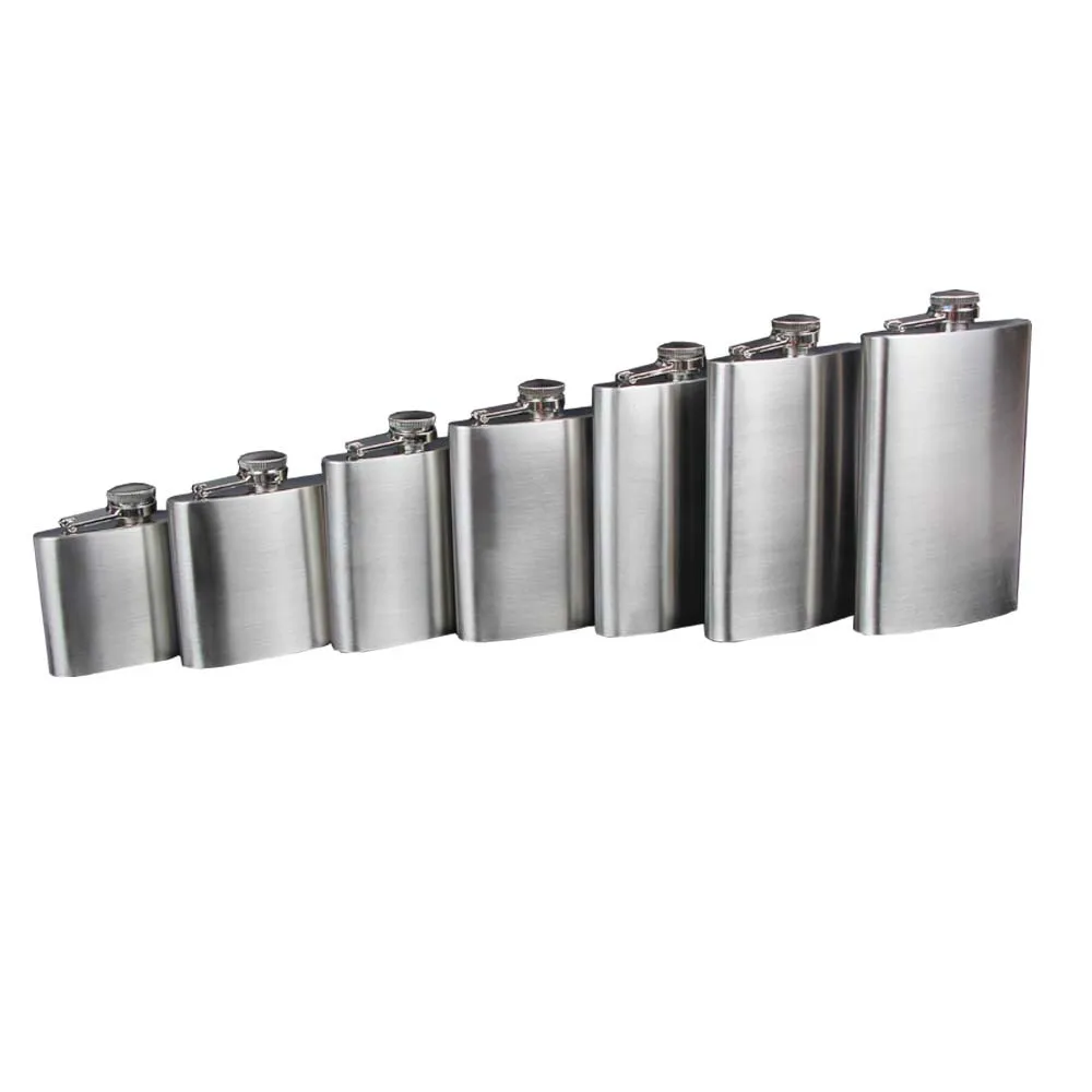 High Quality Stainless Steel Hip Flask Flagon Portable Wine Whisky Pot Bottle Drinkware for Drinker Hip Flask 11 Size for Choose
