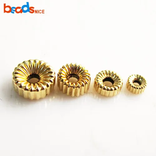 

Beadsnice 14kt Gold Filled Rondelle Beads Jewelry Making Beads Spacer Corrugated Beads 26109