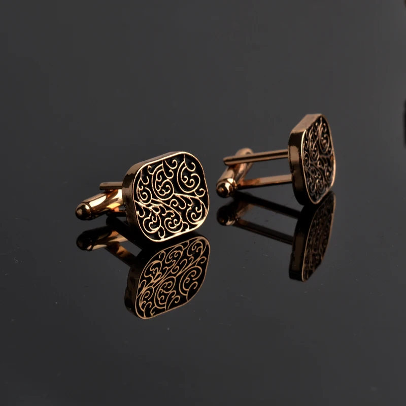 Gemelos con estampado Floral, Gemelos cuadrados vintage antiguos espartanos de alta calidad para hombres, Gemelos con estampado de latón exquisito