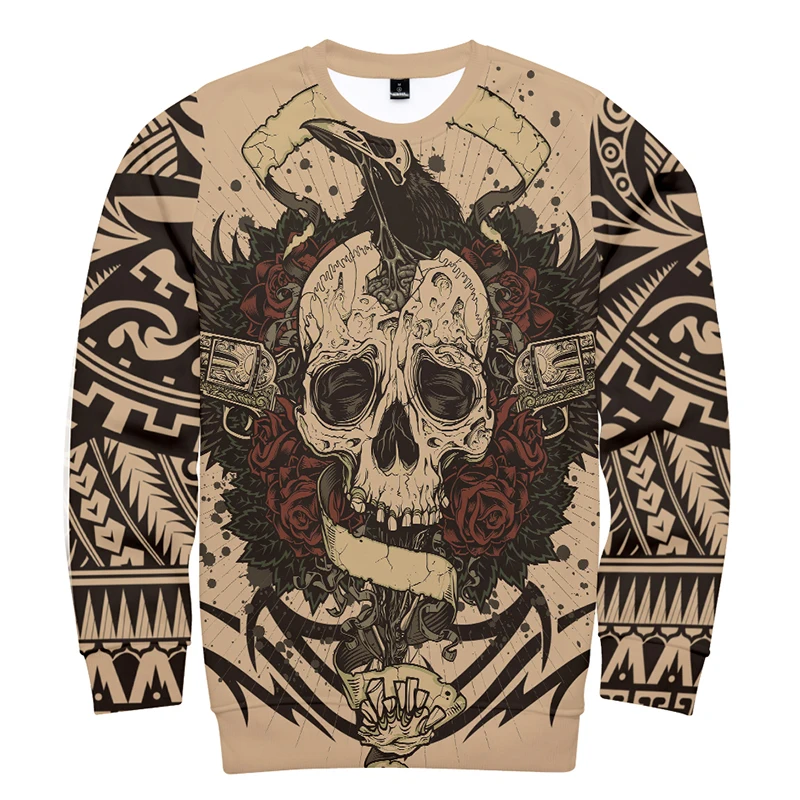 

New 3d Hoodies Pullover Tattoo Skull Rose Print Fashion Men Women Capless Sweatshirts Casual Harajuku Long Sleeve 3D Hoodie Tops