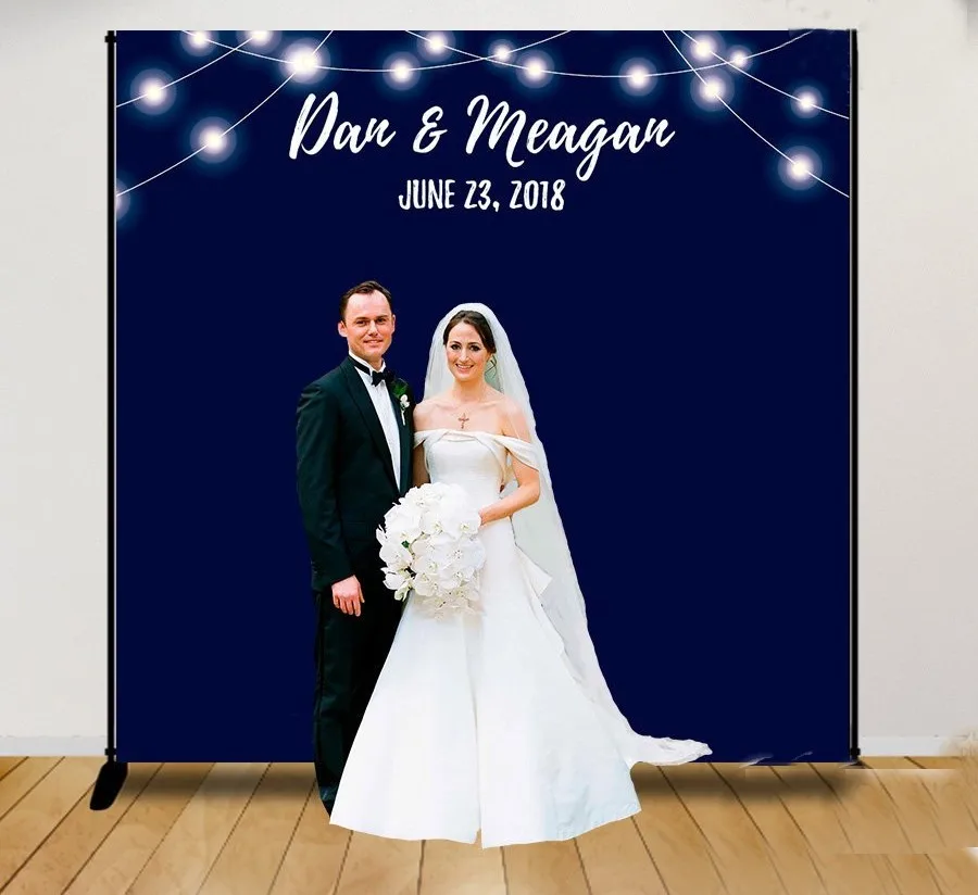 

Custom Step And Repeat Navy Blue Light Wall background High quality Computer print wedding photo backdrop