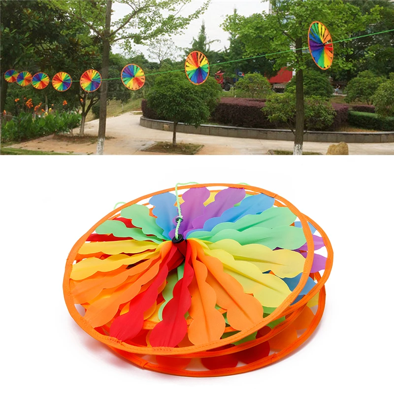 New Rainbow Wheel Windmill Wind Spinner Whirligig Garden Home Lawn Decoration