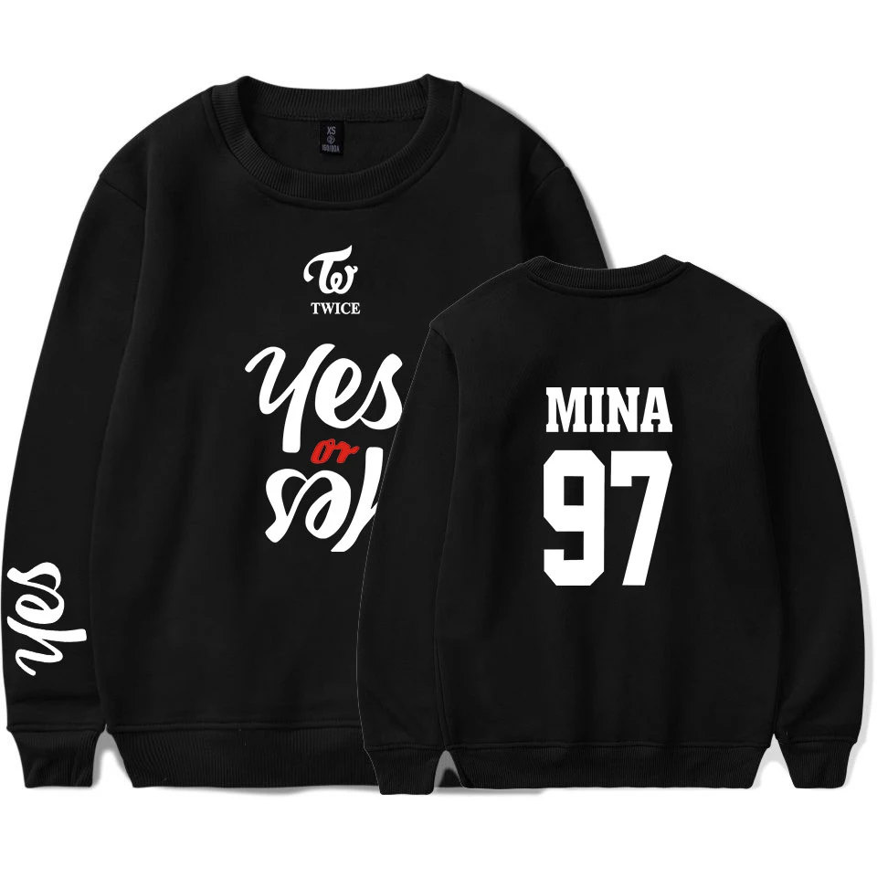 

latest TWICE YES OR YES fashion capless Sweatshirts hoodies casual men women round neck Long Sleeve Sweatshirt pullover tops 4XL