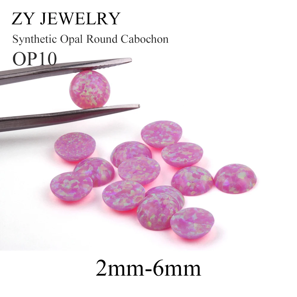 Round Cabochon Flat Bottom Loose Opal 1.5mm~10mm OP10 Synthetic Pink Opal Stone