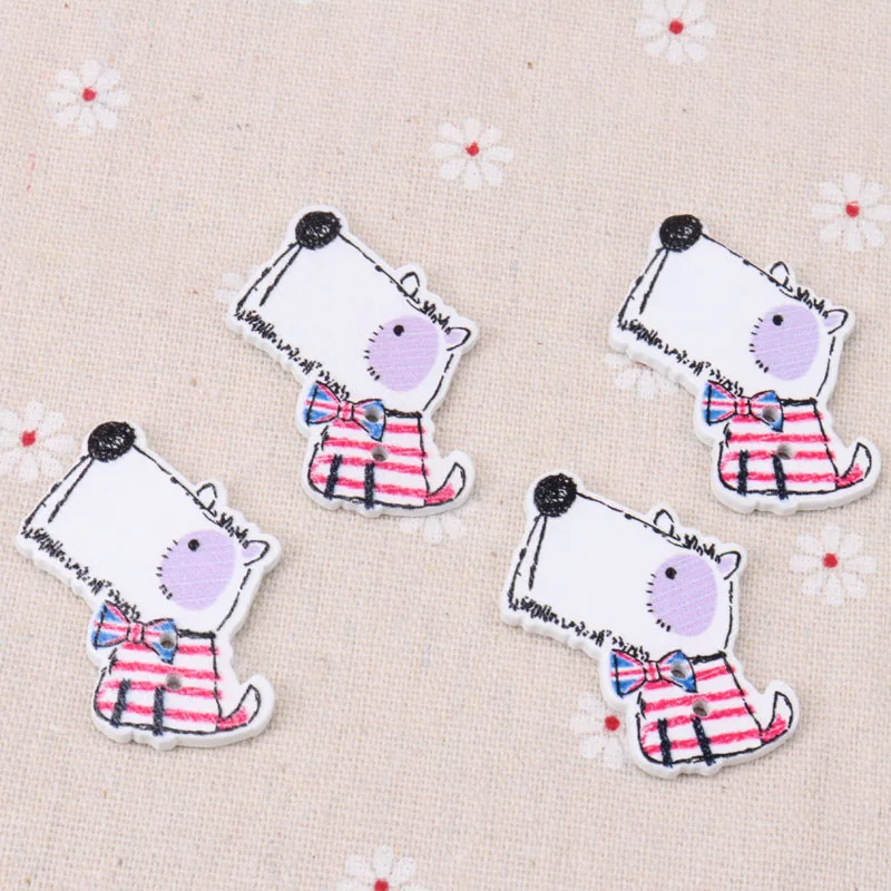 Mix Cartoon Dog Wooden Buttons Botones Handmade Accessories Decoration Sewing Scrapbooking Crafts DIY 40x30mm 20pcs MZ99-1