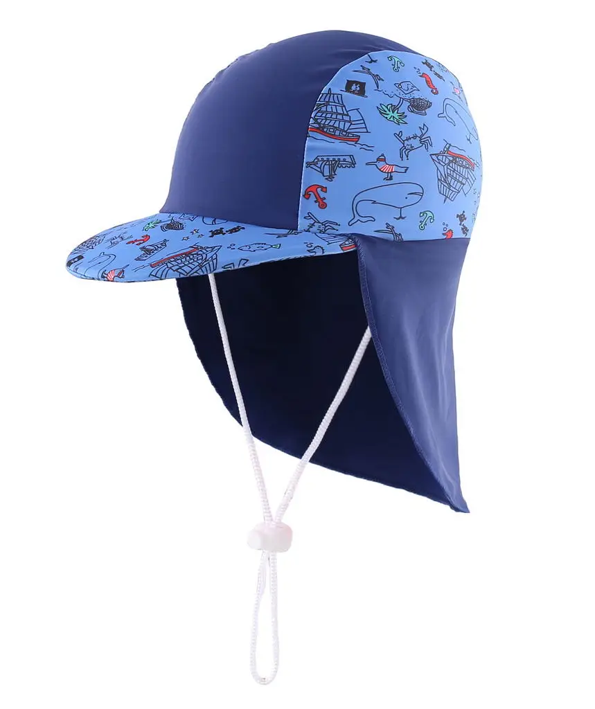 Connectyle Boys Sun Hat Long Flap Quick Dry Sun Protection Cap Surf Up Swim Hat