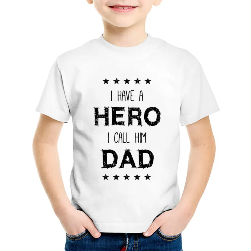 Fashion Print My Super Dad Hero Children T shirt Kids Fathers Day Summer Tee shirts Boys/Girls Casual Tops Baby Clothing,HKP741